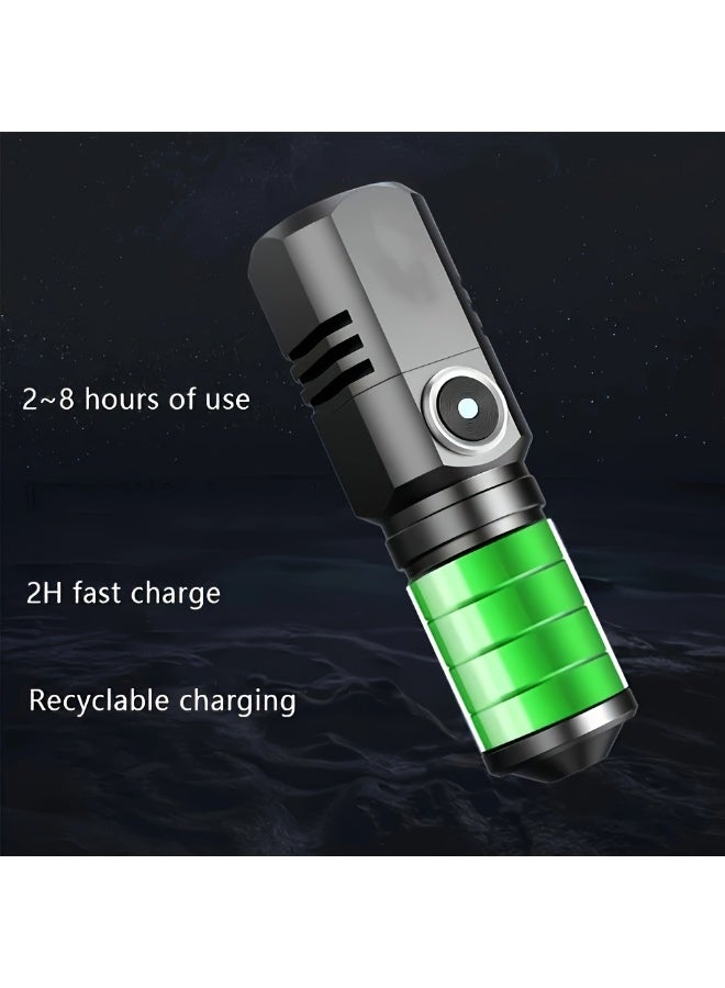 مصباح يدوي صغير P50 LED قابل لإعادة الشحن - مصباح يدوي قوي قابل للتكبير والتصغير بقوة 800 لومن، 3 أوضاع، إيقاف التشغيل بنقرة واحدة، شحن سريع USB-C مع كابل Type-C - Image 5
