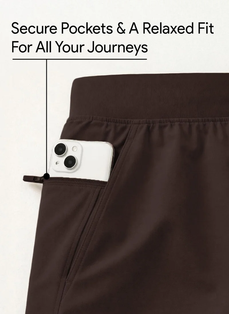 NOBERO Chocolate Fondant Nobero Oversized Shorts | Men’s Shorts | Relaxed Fit | Milano Ponte Knit | Knee-Length Mid-Rise Comfort | Elasticated Waistband | Available in 4 Colours for Men | Best Price UAE