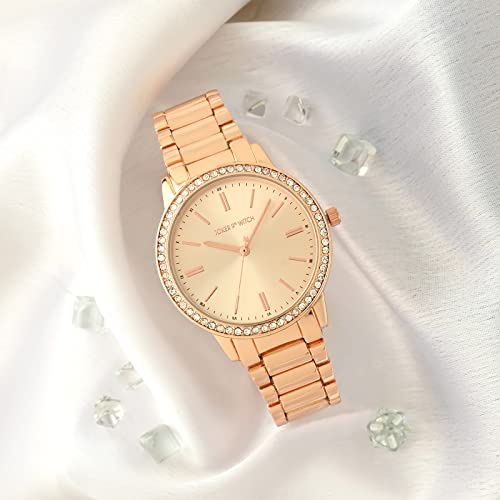 Joker & Witch Women Analogue Halo 38mm Rose Gold Dial 18mm Stainless Steel Strap Watch - Image 3