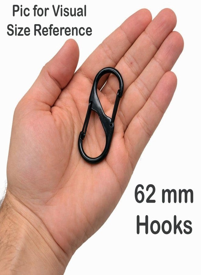 STORE 2508 Store2508 10Pcs Double Sided Carabiner Clip Hooks 60mm - Metal S Shape Keychain Clip for Keys Backpack Camping Gear Luggage Accessories (10 Pcs 60mm Black) - Image 3