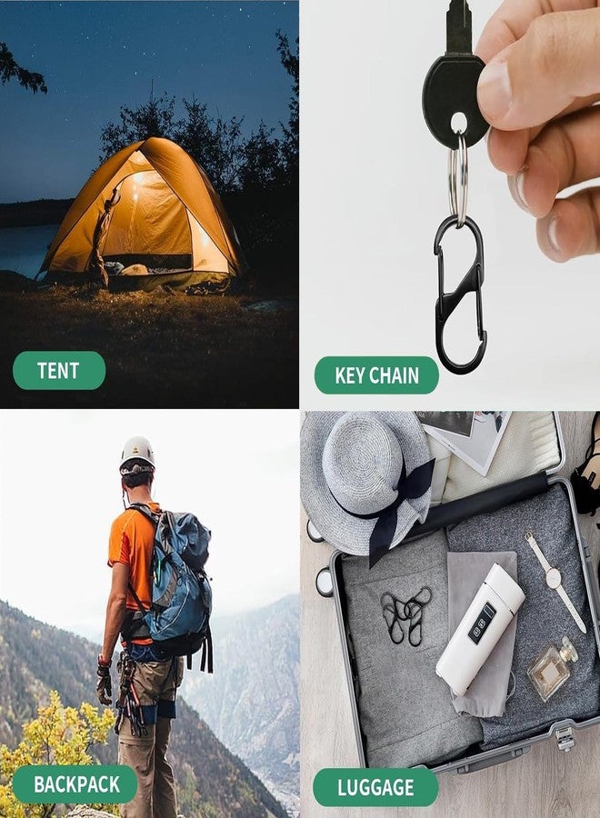 STORE 2508 Store2508 10Pcs Double Sided Carabiner Clip Hooks 60mm - Metal S Shape Keychain Clip for Keys Backpack Camping Gear Luggage Accessories (10 Pcs 60mm Black) - Image 5