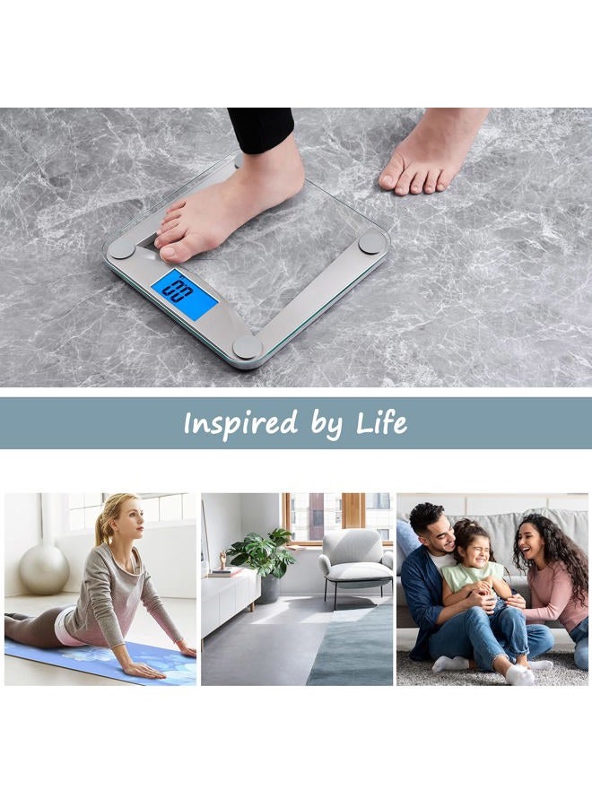 Vitafit ميزان وزن رقمي للحمام لقياس الوزن الجسم، دقة عالية مضمونة من قبل محترفي الوزن منذ 2001، شاشة LCD زرقاء مضاءة خلفياً كبيرة جداً وميزة الخطوة، 400lb/180kg، زجاج شفاف - Image 5
