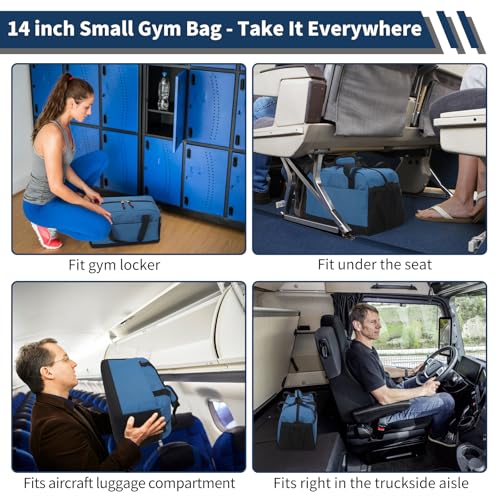 THSOGO Small Gym Bag with Wet Pocket 14 inch Mini Duffle Bag for Men Women Lightweight Carry On Bag for Travel Sport Blue - Image 3