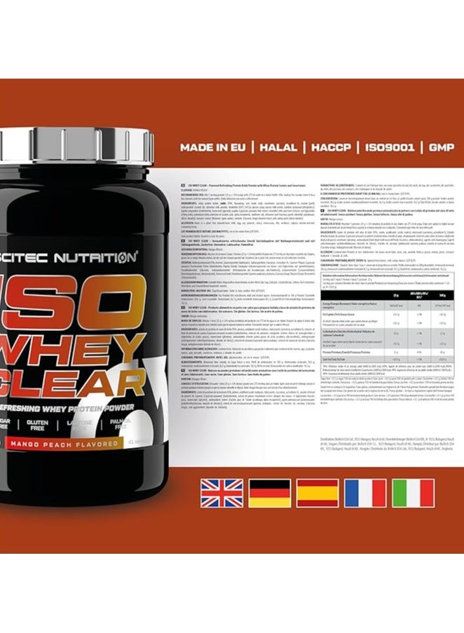 SCITEC NUTRITION Scitec Iso Clear Isolate Protein Mango Peach Flavor 1025g - Image 2