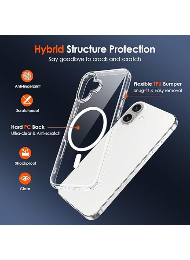 جراب مغناطيسي شفاف لموبايل آيفون 16 بلس متوافق مع ماج سيف من اي فولر مضاد للاصفرار وحماية الدرجة العسكرية مضادة للصدمات نحيف للخدش البولي كربونات - Image 3