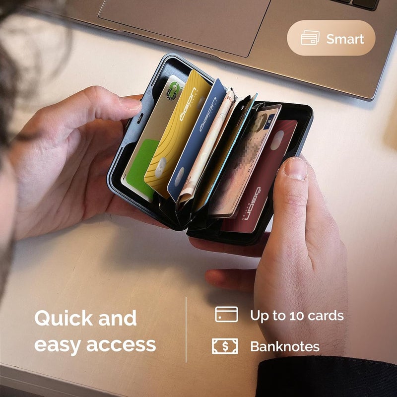 حافظة بطاقات ألومنيوم مع قفل معدني، حماية RFID من الاحتيال وإزالة المغنطة، محفظة مدمجة، موديل Smart Case STOCKHOLM (ألومنيوم ذهب وردي) - Image 4