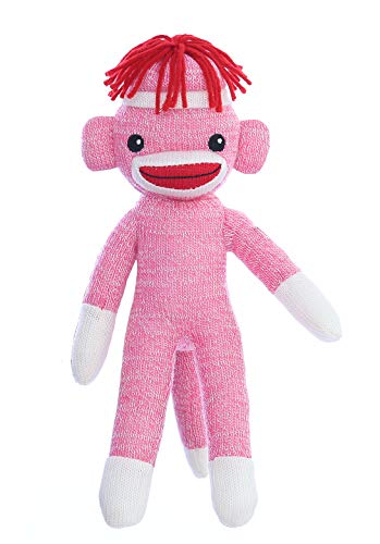 Plushland قرد الجوارب المحبوب من بلش لاند بارتفاع 8 بوصات لعبة محشوة ناعمة واقعية هدية للأطفال والرضع والمراهقين والفتيات والفتيان باللون الوردي - Image 1