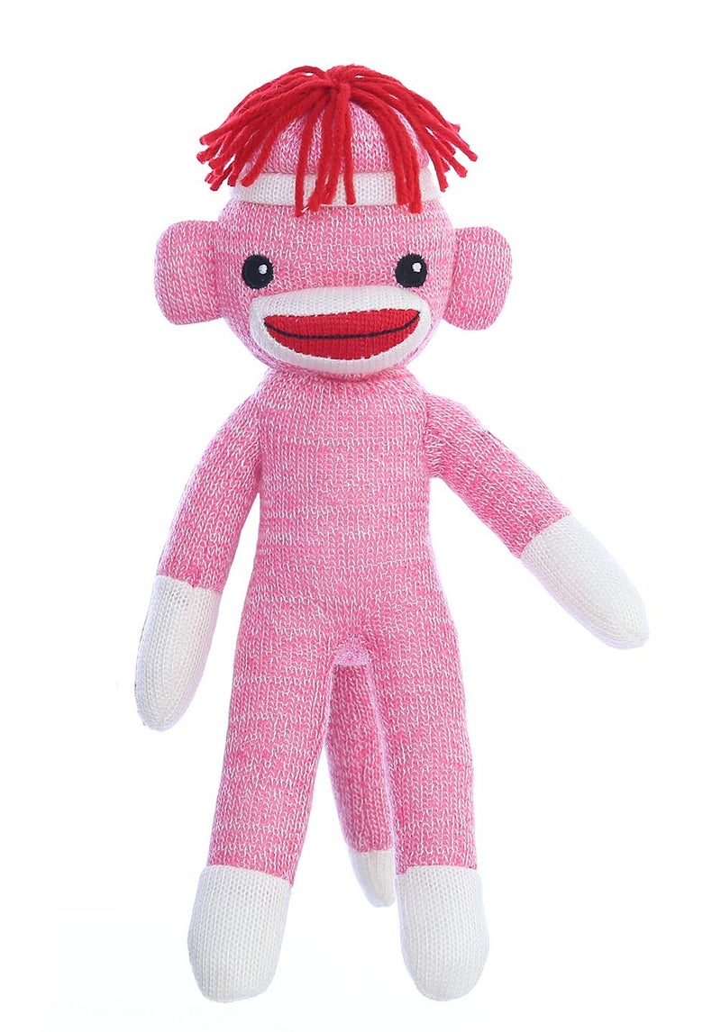 Plushland قرد الجوارب المحبوب من بلش لاند بارتفاع 8 بوصات لعبة محشوة ناعمة واقعية هدية للأطفال والرضع والمراهقين والفتيات والفتيان باللون الوردي - Image 3