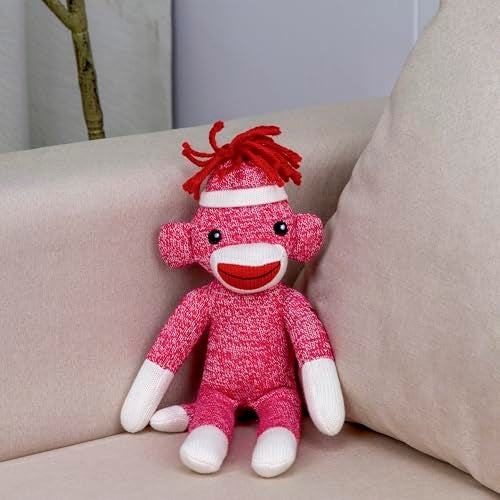 Plushland قرد الجوارب المحبوب من بلش لاند بارتفاع 8 بوصات لعبة محشوة ناعمة واقعية هدية للأطفال والرضع والمراهقين والفتيات والفتيان باللون الوردي - Image 5