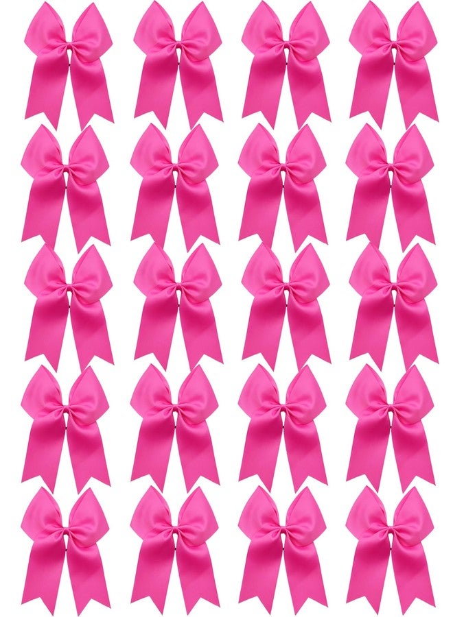 Hipcheer 20pcs 8" Large Pink Cheer Bows for Girls, Hand-made Grosgrain Ribbon Hair Accessories for Teen Girls Softball Cheerleader Sports (Pink) - Image 1