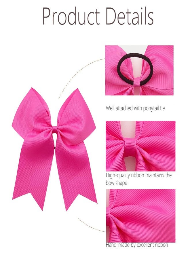 Hipcheer 20pcs 8" Large Pink Cheer Bows for Girls, Hand-made Grosgrain Ribbon Hair Accessories for Teen Girls Softball Cheerleader Sports (Pink) - Image 5
