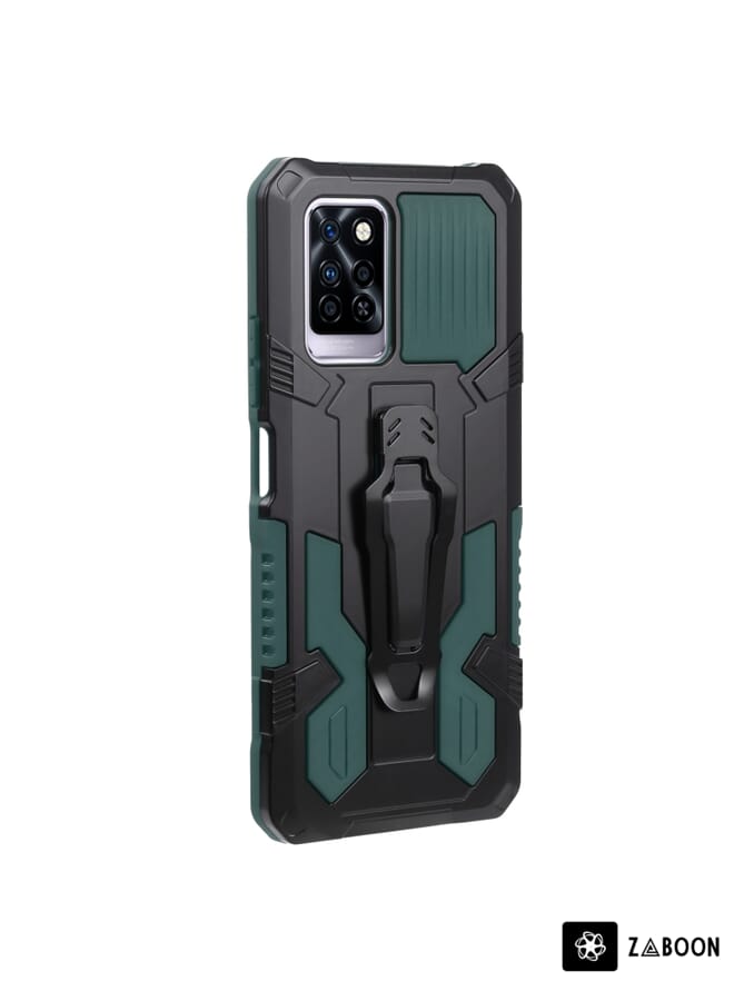 جرين تايجر جراب هاتف Armor Warrior المقاوم للصدمات من البولي كربونات + حبل TPU لهاتف Infinix Note 10 Pro (أخضر) - Image 2