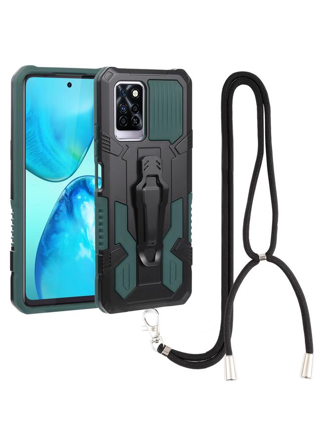 جرين تايجر جراب هاتف Armor Warrior المقاوم للصدمات من البولي كربونات + حبل TPU لهاتف Infinix Note 10 Pro (أخضر) - Image 1