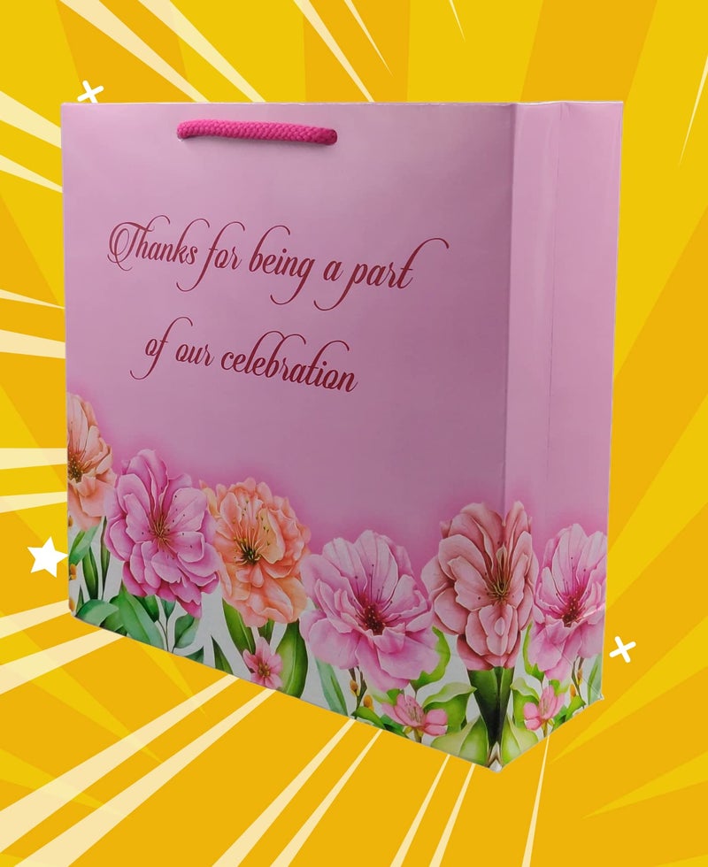 TASCHE Green Celebration and Pink Celebration Design Printed Assorted Paper Carry Bags | Gift Bags for Return gifts, and Birthday presents (9 * 9 * 3 Inches) (Pack of 24) - Image 2