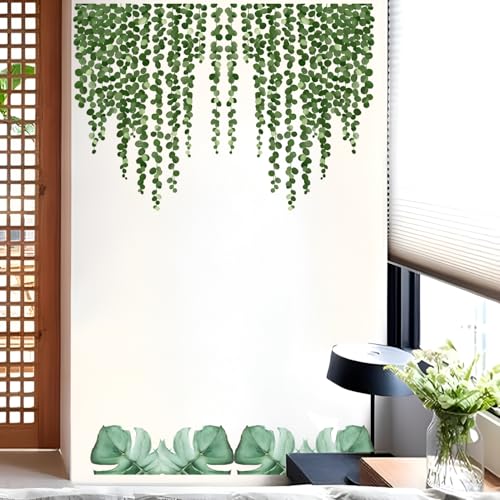 Monk wish Tropical Leaf Wall Decal, Cascading Vine Design with Monstera Base, 90 x 57 cm, Green - Image 5