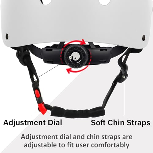 OUWOR Adult Skateboard Bike Helmet for Men and Women, Lightweight Adjustable, Multi-Sport for Bicycle Skate Scooter (White, Large) - Image 3