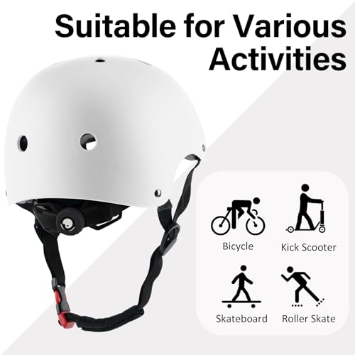 OUWOR Adult Skateboard Bike Helmet for Men and Women, Lightweight Adjustable, Multi-Sport for Bicycle Skate Scooter (White, Large) - Image 4