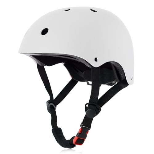 OUWOR Adult Skateboard Bike Helmet for Men and Women, Lightweight Adjustable, Multi-Sport for Bicycle Skate Scooter (White, Large) - Image 1