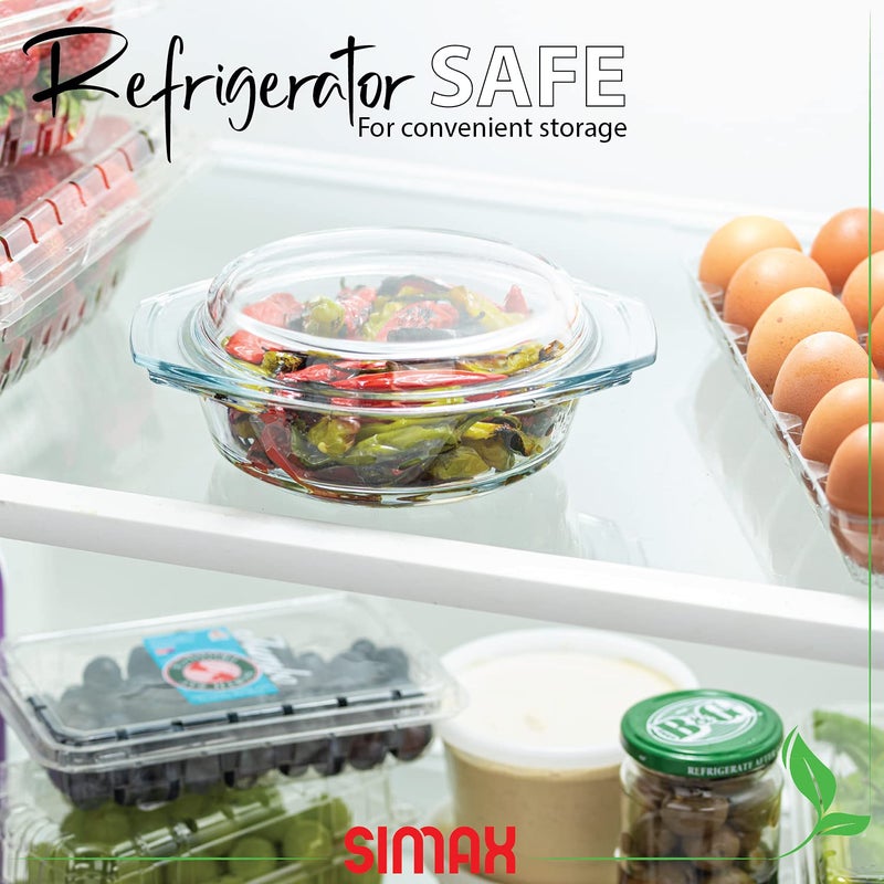 Simax Casserole Dish With Lid, 24 Ounce Round Glass Cookware, Oven and Microwave Safe Borosilicate Glass, Made In Europe 0.75 Qt - Image 4