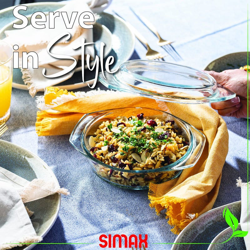 Simax Casserole Dish With Lid, 24 Ounce Round Glass Cookware, Oven and Microwave Safe Borosilicate Glass, Made In Europe 0.75 Qt - Image 3