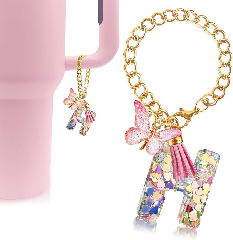 Velaco Letter Charm Accessories for Stanley Cup with Handle, Cute Initial Letter Keychain Handle Charm - Image 1