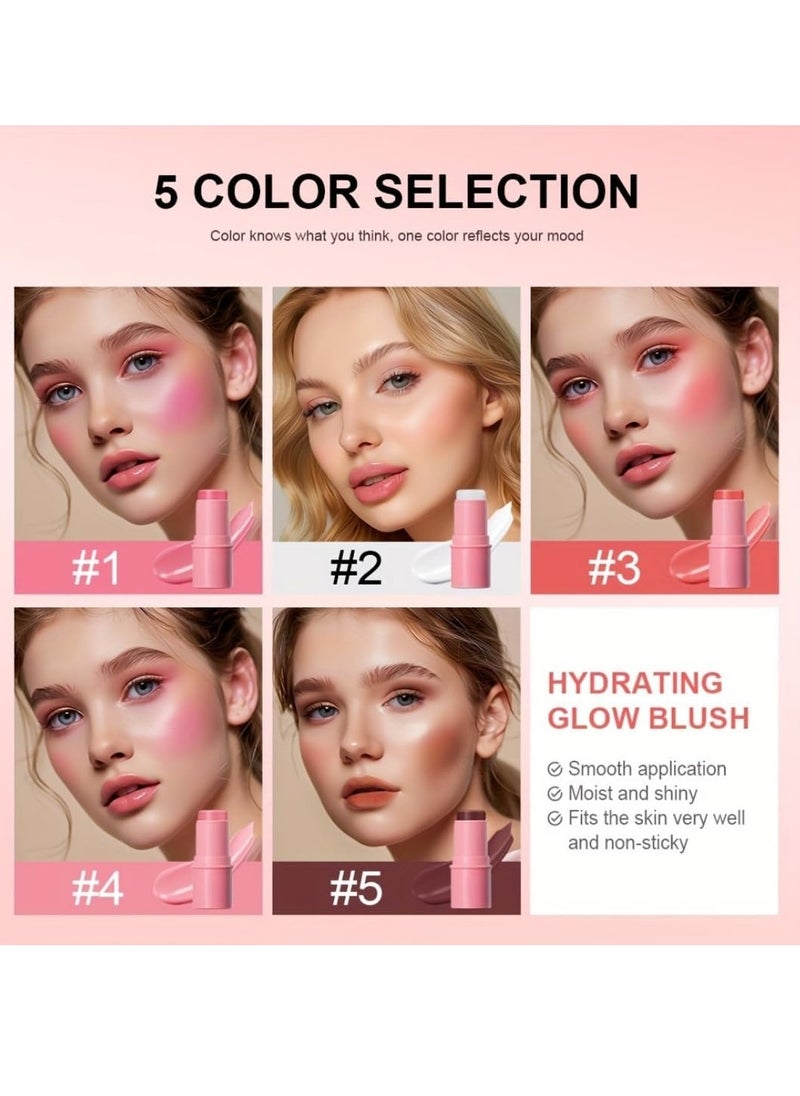 lakerain - Hydrating Glow Blush Moisturizing Hydrating Long Lasting Multi Use Glow Blusher for Eyes Lips Face Waterproof Hydrating Glow Blush Stick Tinted Blush Cooling Jelly Stick Cream Blush Balm 04 - Image 1