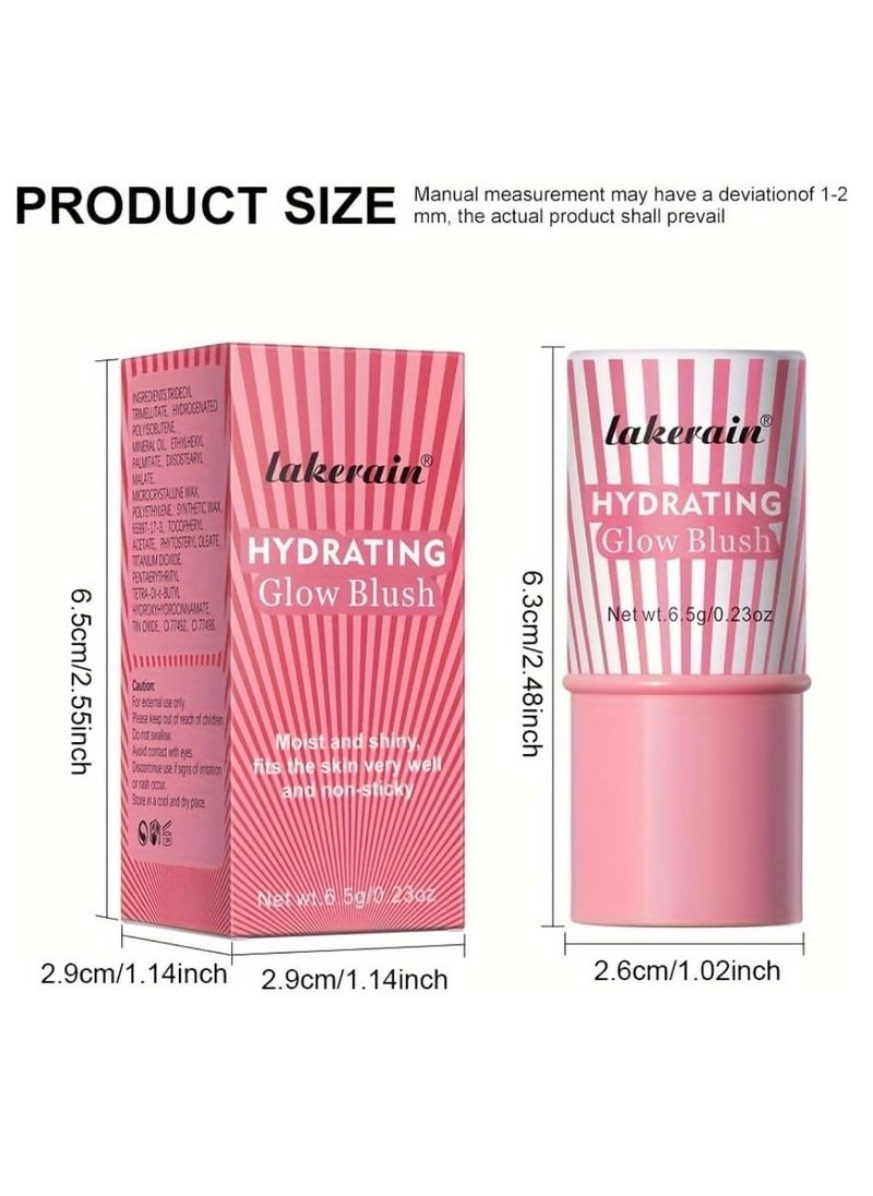 lakerain - Hydrating Glow Blush Moisturizing Hydrating Long Lasting Multi Use Glow Blusher for Eyes Lips Face Waterproof Hydrating Glow Blush Stick Tinted Blush Cooling Jelly Stick Cream Blush Balm 04 - Image 1