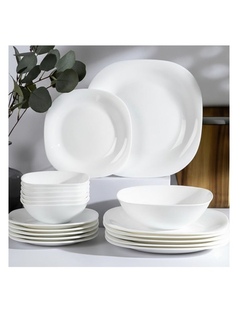 Houzi طقم عشاء هوزي 12 قطعة من الخزف الأوبال 4 أطباق عشاء 4 أطباق حلوى 4 سلطانيات - Image 1