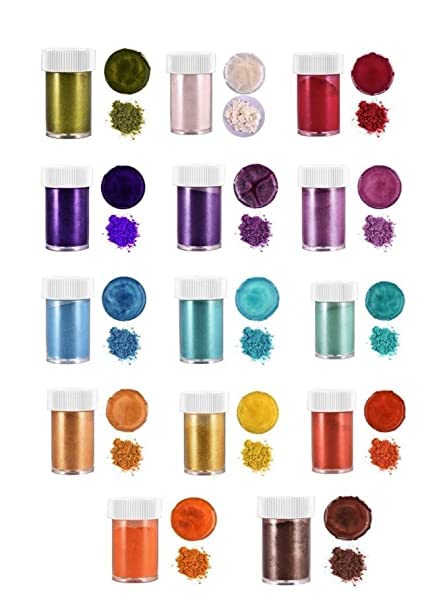 KEDIA MINERALS Mica Powder 14 colors Natural Pigment 20g each for Epoxy Resin Candle Making Bath Bombs Slime Pack of 14