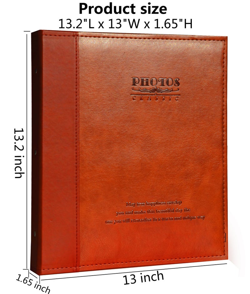 Zoview Magnetic Self-Stick Page Photo Album, Family Album, Leather Cover, Hand Made DIY Albums Holds 3x5, 4x6, 5x7, 6x8,8x10 Photos A52035 (Red Brown, Large) - Image 3