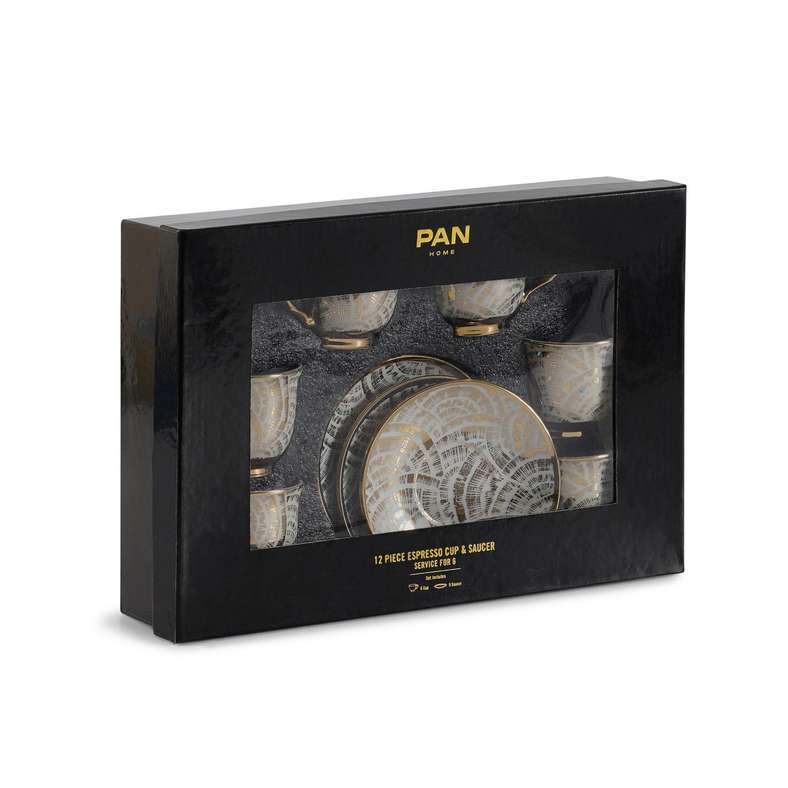 Pan Home طقم أكواب وصحون إسبريسو كاماري - أبيض وذهبي - Image 4