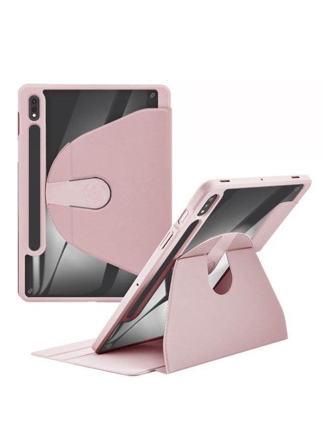 HuHa - Case Cover For Samsung Galaxy Tab S8 Ultra Acrylic 360 Degree Rotation Holder Tablet Leather Case Baby Pink - Image 1