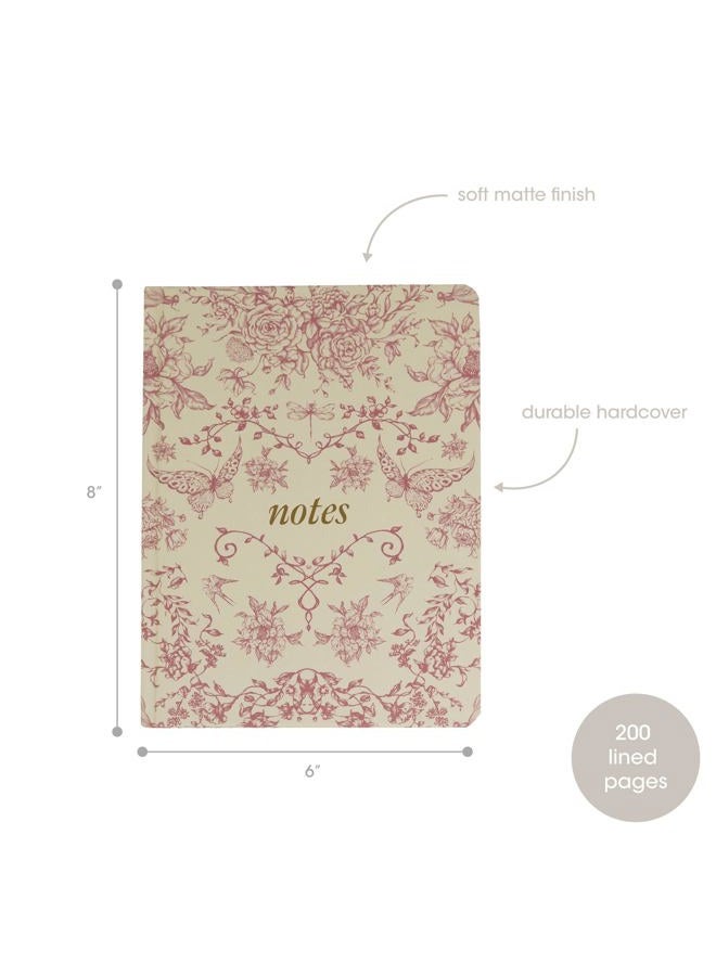 pearhead Red Toile Hardcover Journal – 6x8 Vintage College-Ruled Notebook, 200 Lined Pages for Notes & Journaling - Image 2