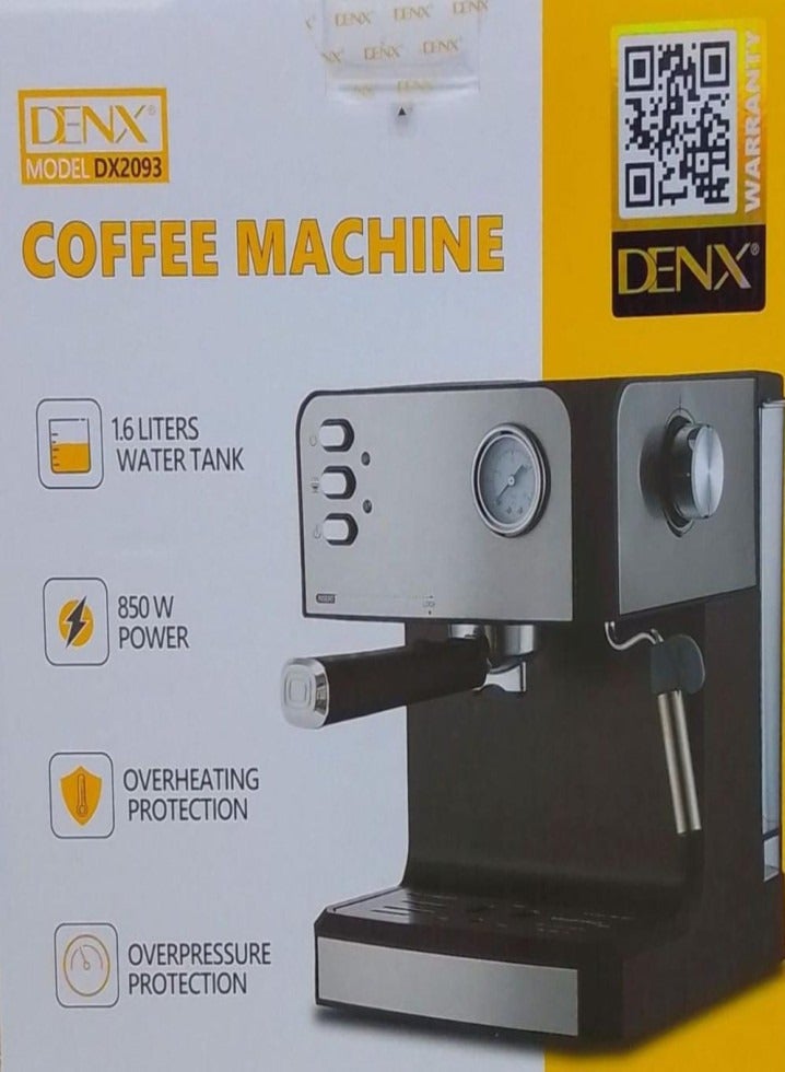 Denx Denix Electric Coffee & Espresso Machine – 850W, 1.6L Capacity, Model DX2093 - Image 2