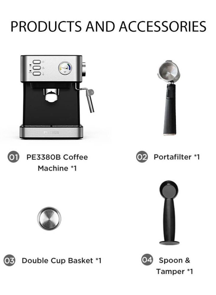 Denx Denix Electric Coffee & Espresso Machine – 850W, 1.6L Capacity, Model DX2093 - Image 5