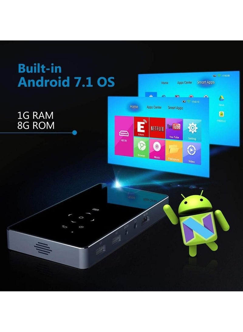 Smart Projector Android 7.0 1G RAM + 8G ROM Mini Portable Projector Support WiFi USB HDMI Bluetooth TF For Home Theater Business Meeting  - Image 3