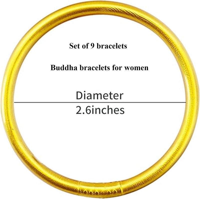 SIXAOAZZ Metallic Gold Silicone Bangle Bracelet Set - 9 Pack Soft Touch Stretch Bracelets for Women - Hypoallergenic Lightweight Accessories for Gym, Office & Everyday Wear - Image 2