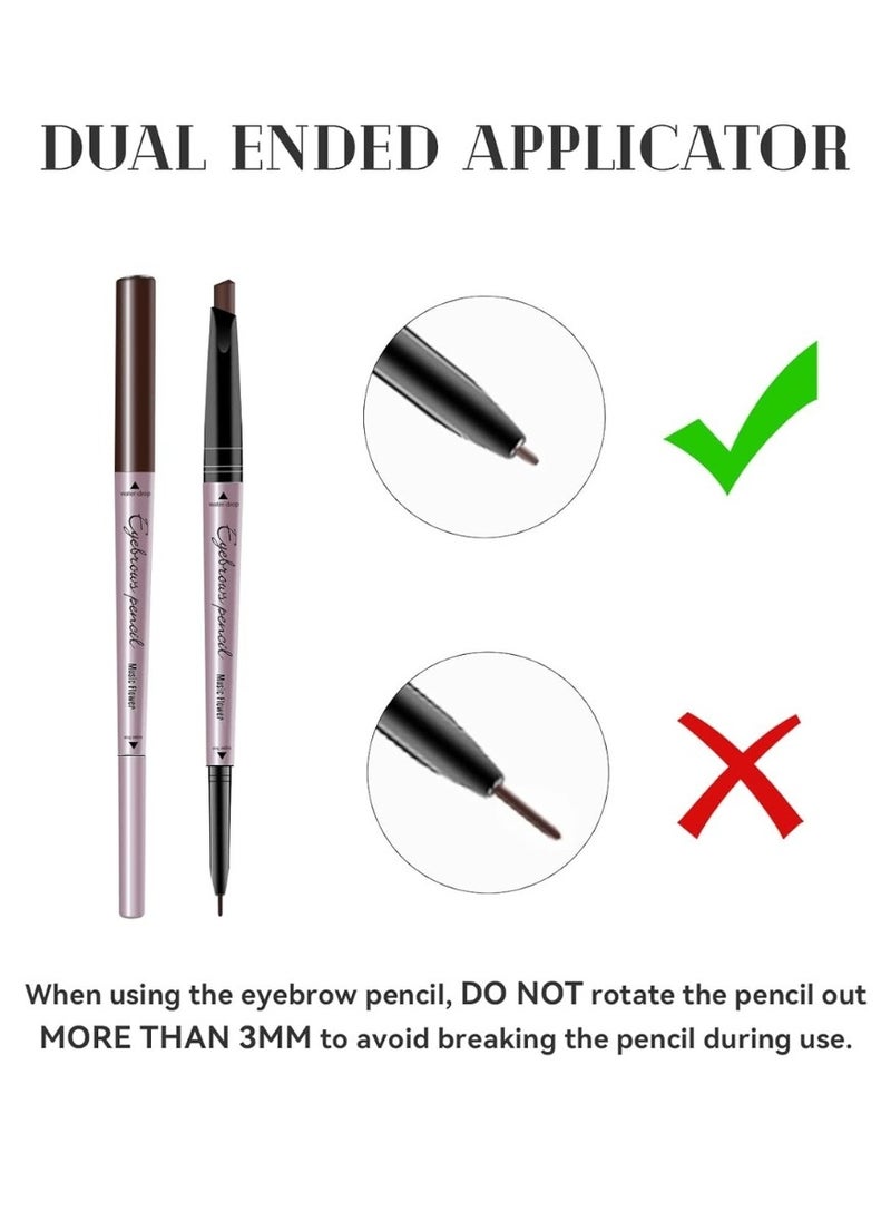 Music Flower Stereoscopic Eyebrow Pencil Double Ended Eyebrow Pencil Waterproof Natural Brow Enhancing Pen Smudge Proof Long Lasting Eye Makeup Fine Eyebrow Pen Dark Brown  - Image 2