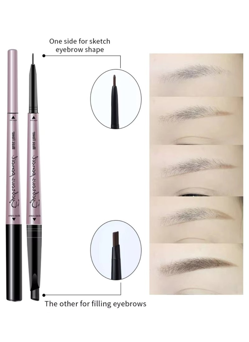 Music Flower Stereoscopic Eyebrow Pencil Double Ended Eyebrow Pencil Waterproof Natural Brow Enhancing Pen Smudge Proof Long Lasting Eye Makeup Fine Eyebrow Pen Dark Brown  - Image 4