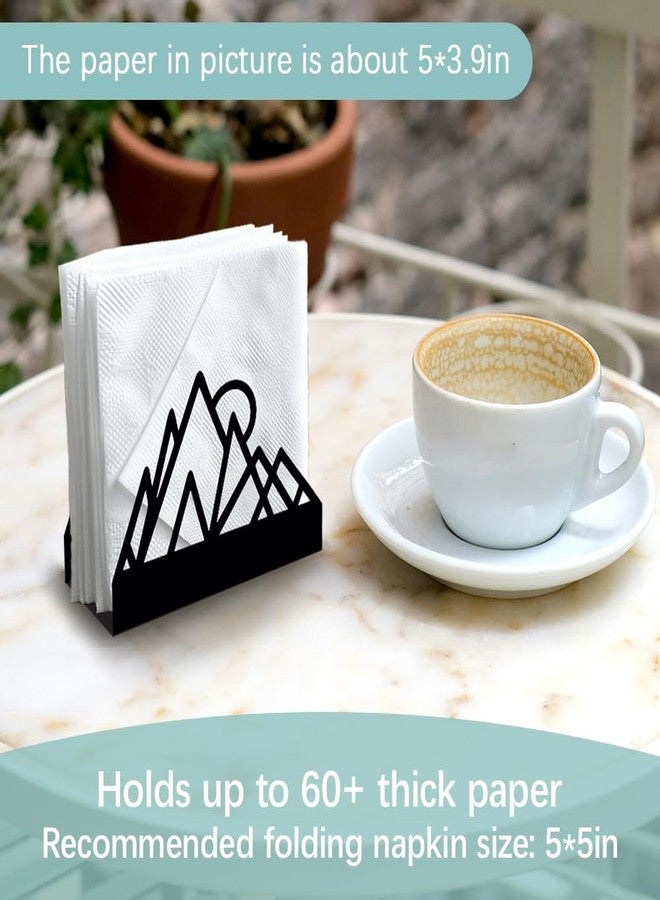 Doodlream Geometric Mountains Decorative Black Metal Napkin Holder for Table, 4.9" x 4.9" x 1.9" Standing Napkin Holder for Home Kitchen Restaurant Picnic Party Coffee Bar Dining Room - Image 3