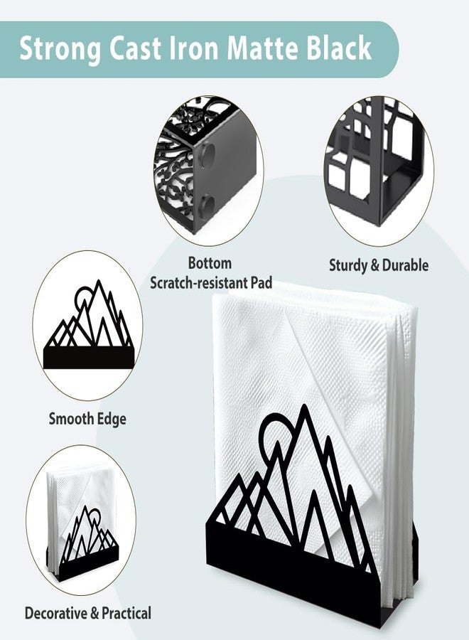Doodlream Geometric Mountains Decorative Black Metal Napkin Holder for Table, 4.9" x 4.9" x 1.9" Standing Napkin Holder for Home Kitchen Restaurant Picnic Party Coffee Bar Dining Room - Image 4