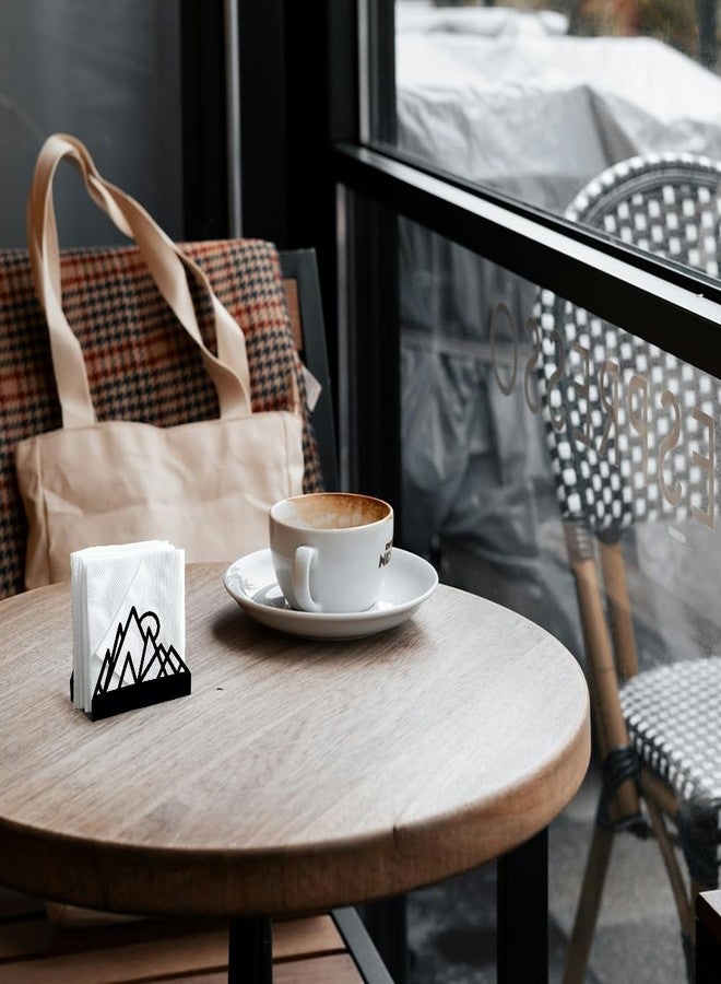 Doodlream Geometric Mountains Decorative Black Metal Napkin Holder for Table, 4.9" x 4.9" x 1.9" Standing Napkin Holder for Home Kitchen Restaurant Picnic Party Coffee Bar Dining Room - Image 5