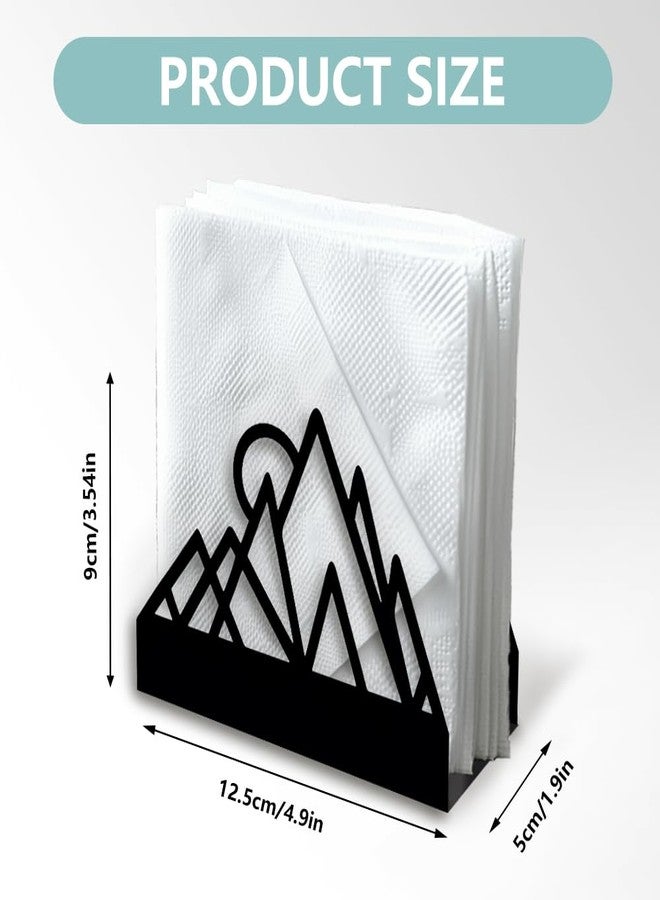 Doodlream Geometric Mountains Decorative Black Metal Napkin Holder for Table, 4.9" x 4.9" x 1.9" Standing Napkin Holder for Home Kitchen Restaurant Picnic Party Coffee Bar Dining Room - Image 2
