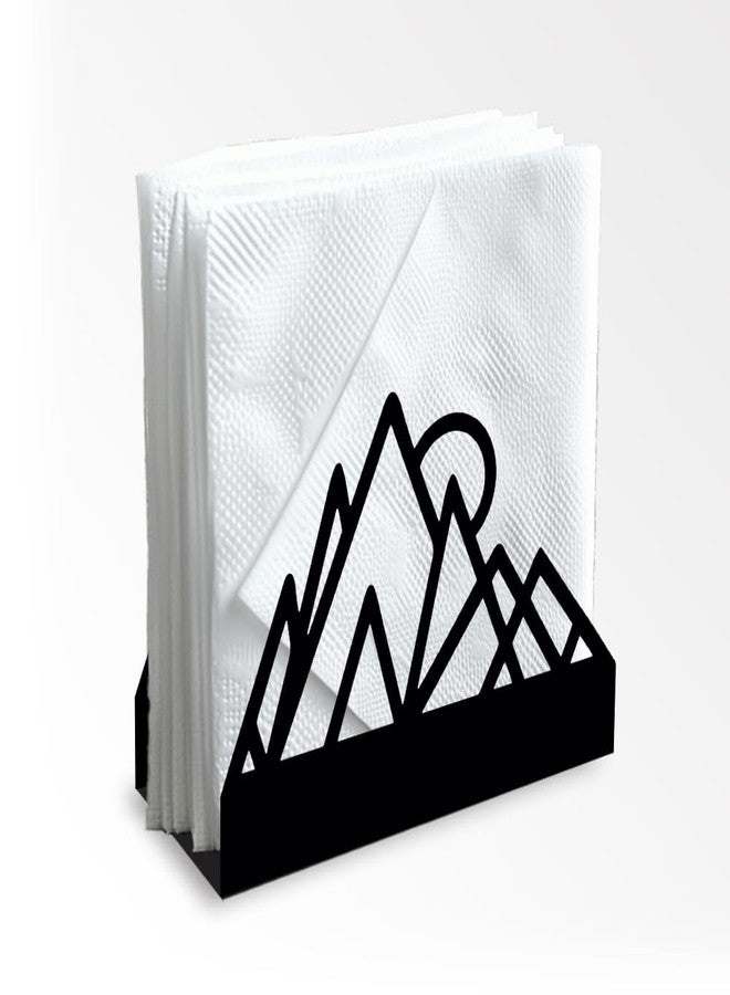 Doodlream Geometric Mountains Decorative Black Metal Napkin Holder for Table, 4.9" x 4.9" x 1.9" Standing Napkin Holder for Home Kitchen Restaurant Picnic Party Coffee Bar Dining Room - Image 1