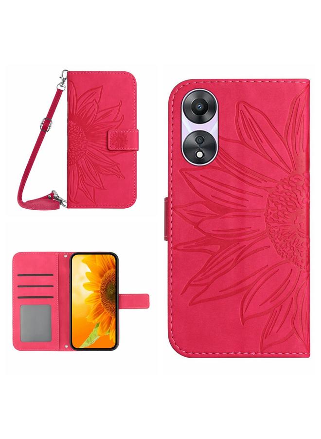 S-TOP Case For OPPO Reno8 T 4G HT04 Skin Feel Sun Flower Embossed Flip Leather Phone Case with Lanyard - Image 1
