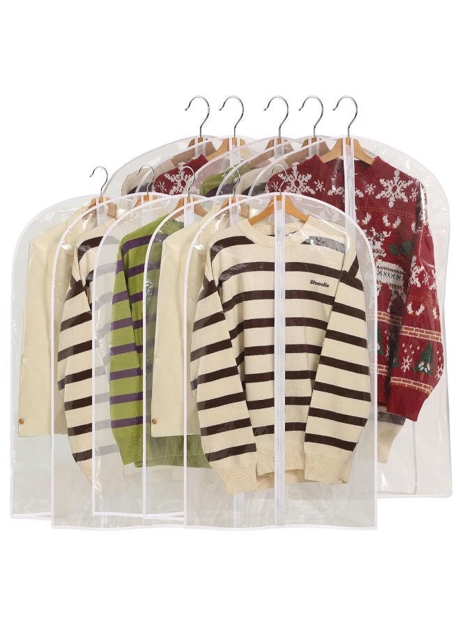 HASTHIP® 10Pcs Clear Garment Bags with Hanger Hook Hole PEVA Clear Garment Dust Bags Zip-up 23.62x39.37 inches Dustproof Clothes Covers for Suits, Coat, Dress, More - Image 1