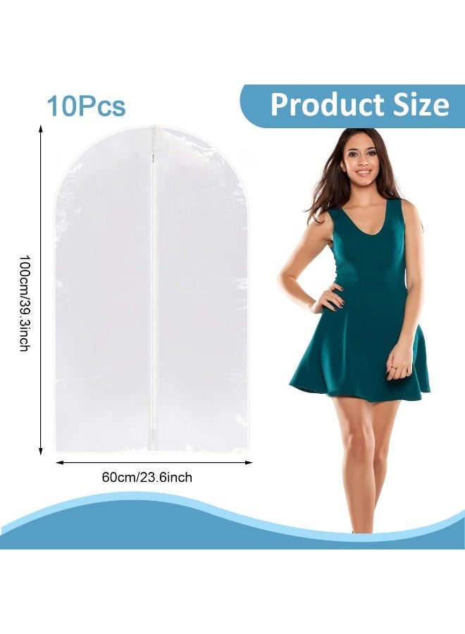 HASTHIP® 10Pcs Clear Garment Bags with Hanger Hook Hole PEVA Clear Garment Dust Bags Zip-up 23.62x39.37 inches Dustproof Clothes Covers for Suits, Coat, Dress, More - Image 2