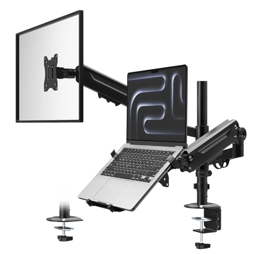 PUTORSEN Laptop Arm Mount for up to 35'' Monitors, Laptop Tray for Max 18'' Notebook, Fully Adjustable Spring Laptop Desk Mount Holds Max 19.8lbs, VESA 75x75/100x100 mm - Image 1