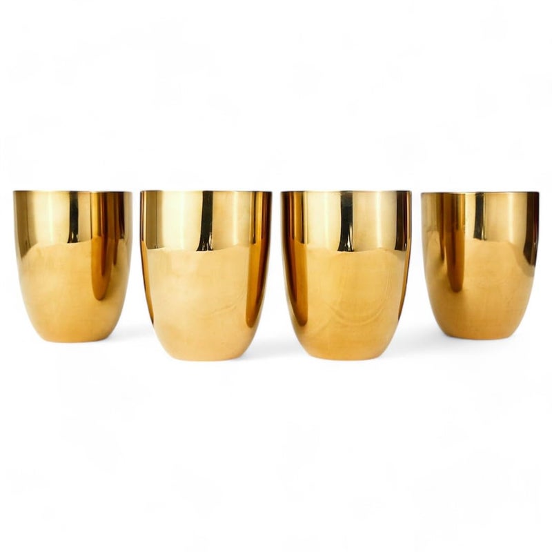 Exclusivish Stainless Steel Glass Set of 4 PVD Gold 100 Food Grade Drinking Glass Dishwasher Safe Water Glass NonToxic AntiTarnish Tumbler Gift for All Occasions - Image 1