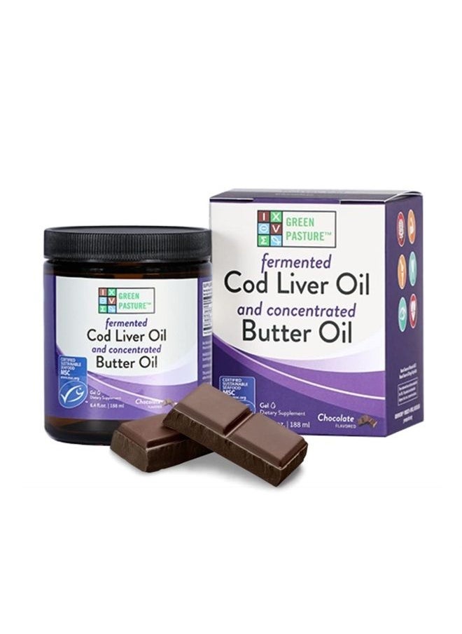 Green Pasture - Butter Oil/Fermented Cod Liver Oil Blended Gel - 6.4 oz.- Vitamin A & D- EPA - DHA - Omega Fatty Acids (Chocolate) - Image 1